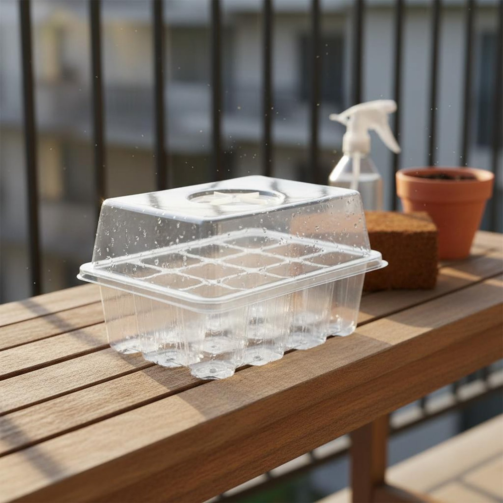 Humidity Dome Kit - Baki Perkecambahan 12 Kompartemen dengan Drainase