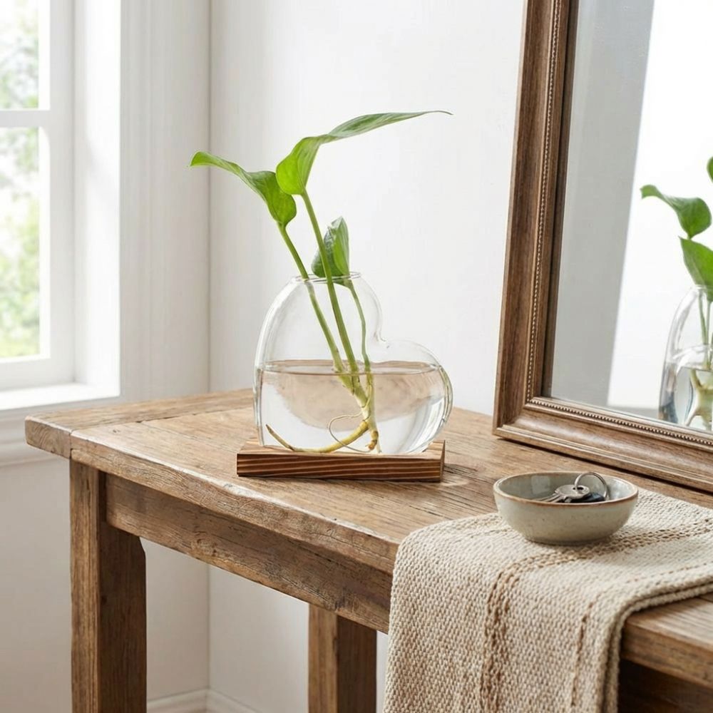 Propagation Station Vase - Vas Kaca Hidroponik Transparan dengan Dudukan